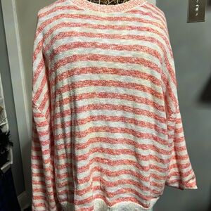 J. Crew Red and White Knit Sweater